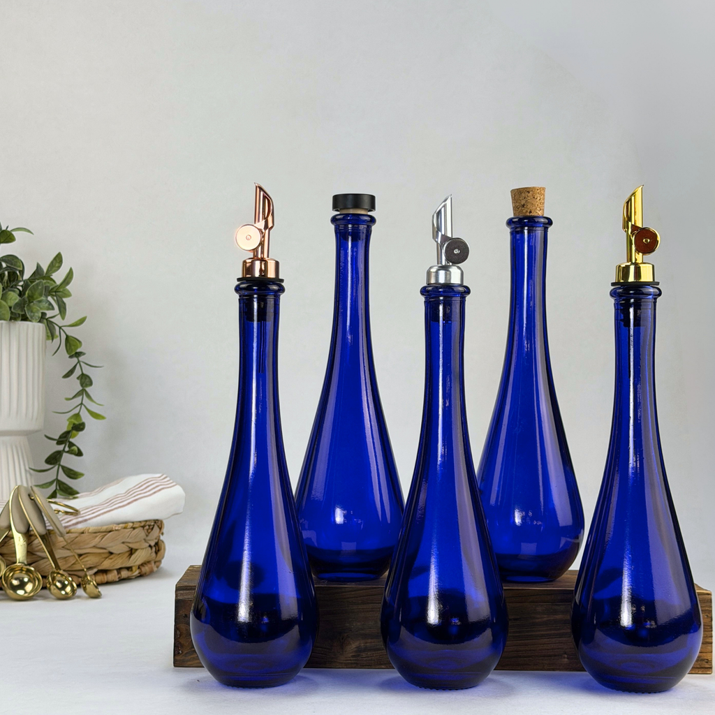 Raindrop Cobalt Blue Recycled Glass Apothecary Bottle product detail