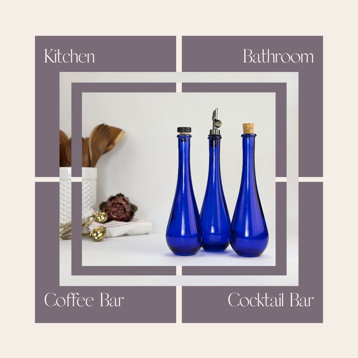 Raindrop Cobalt Blue Recycled Glass Apothecary Bottle product detail