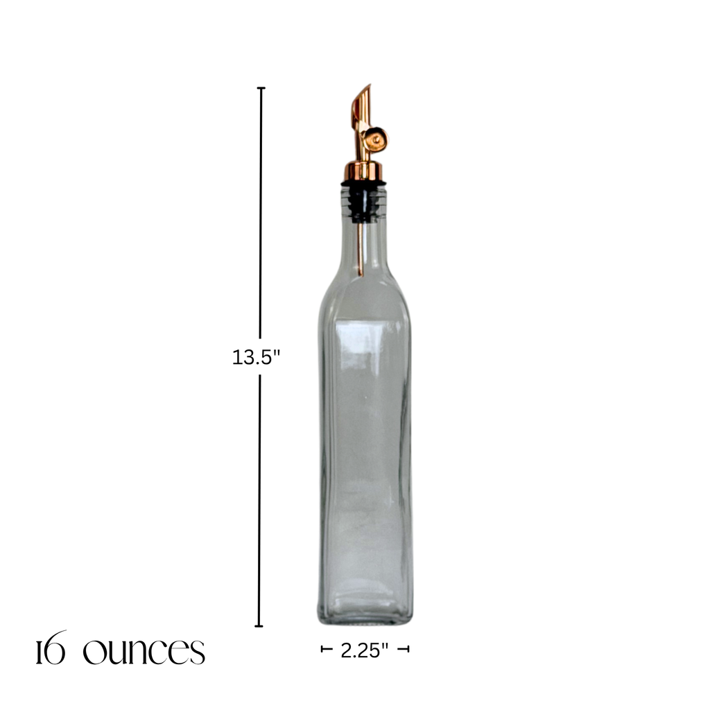 Rectangular Clear Apothecary Glass Bottle showing product measurements