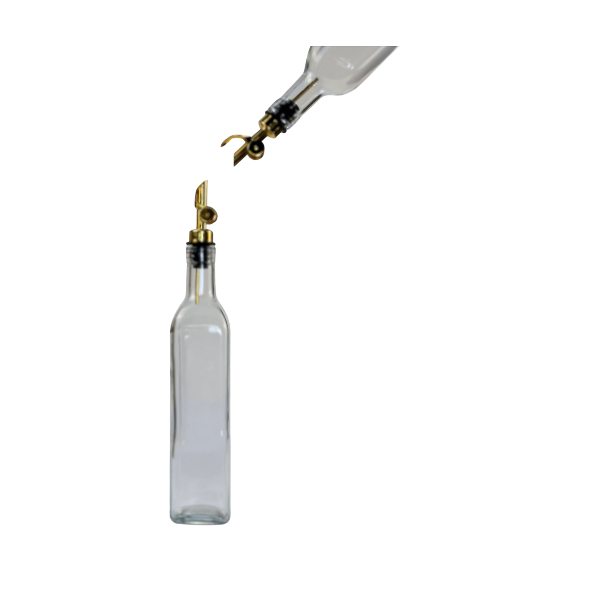 Rectangular Clear Apothecary Glass Bottle showing pour spout option