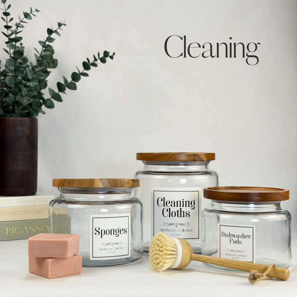 Montana Glass Storage Jar with Wood Lid - Custom Label showing wood lid detail