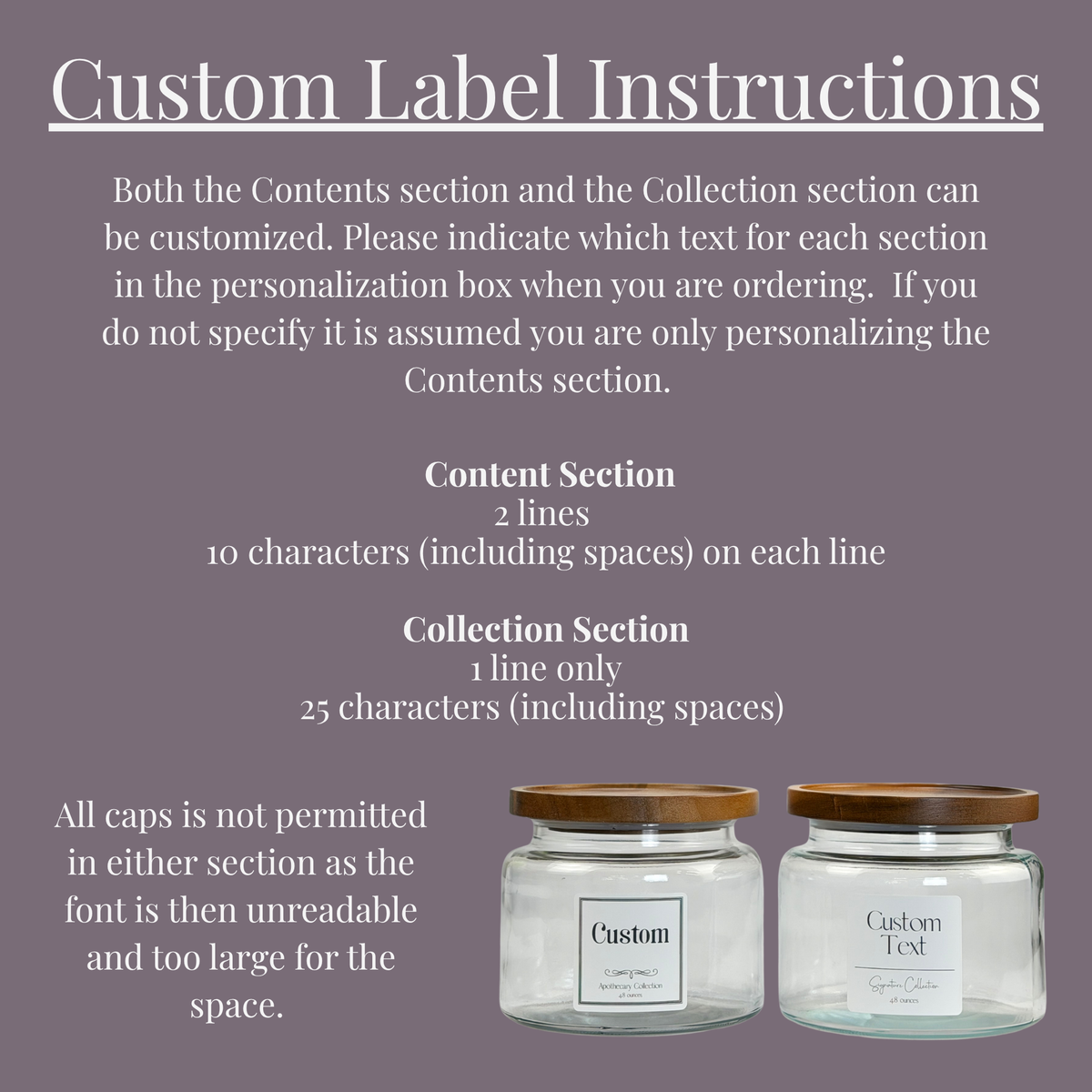 Montana Glass Storage Jar with Wood Lid - Custom Label showing custom label detail