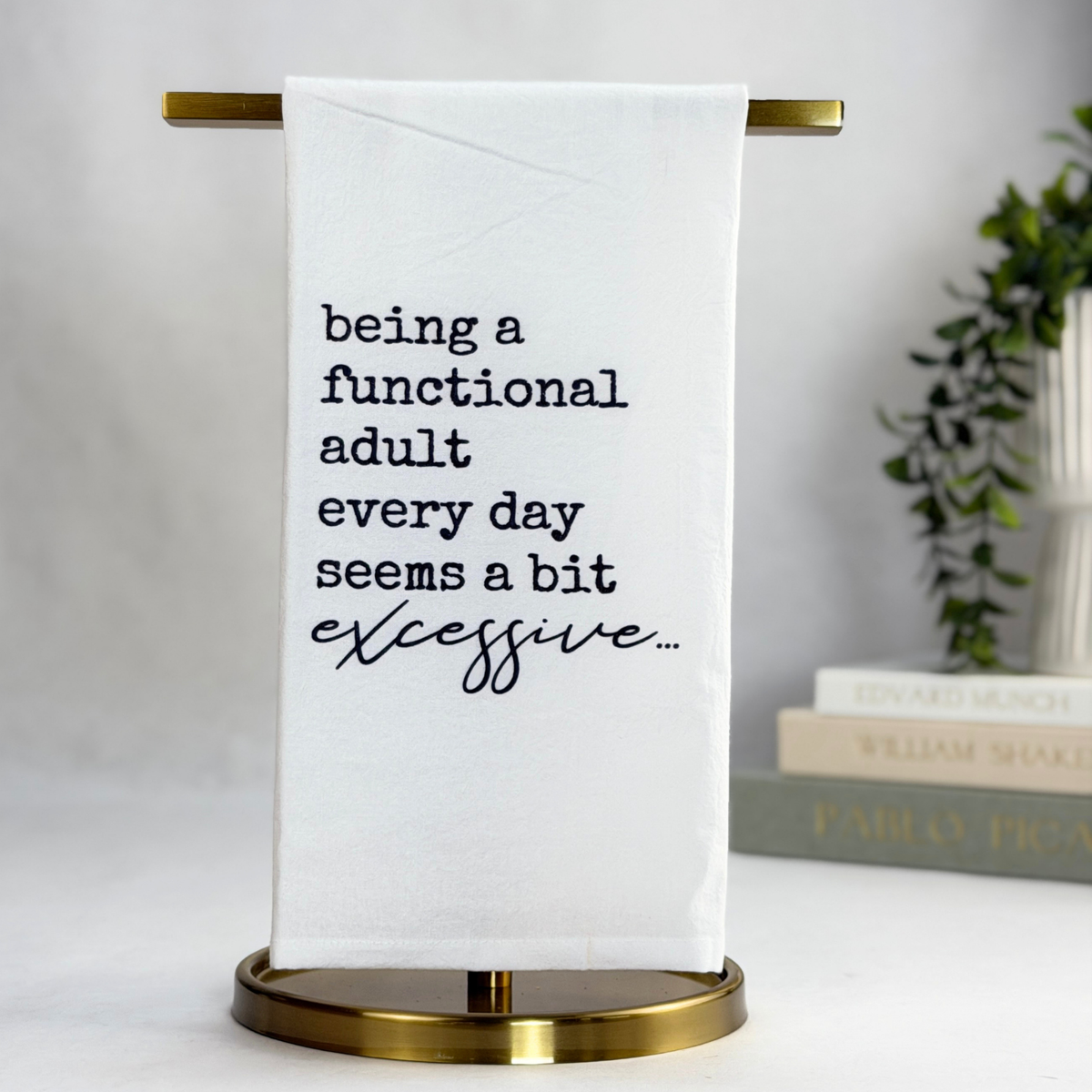 Barely Adulting Tea Towel Set showing coordinated product set