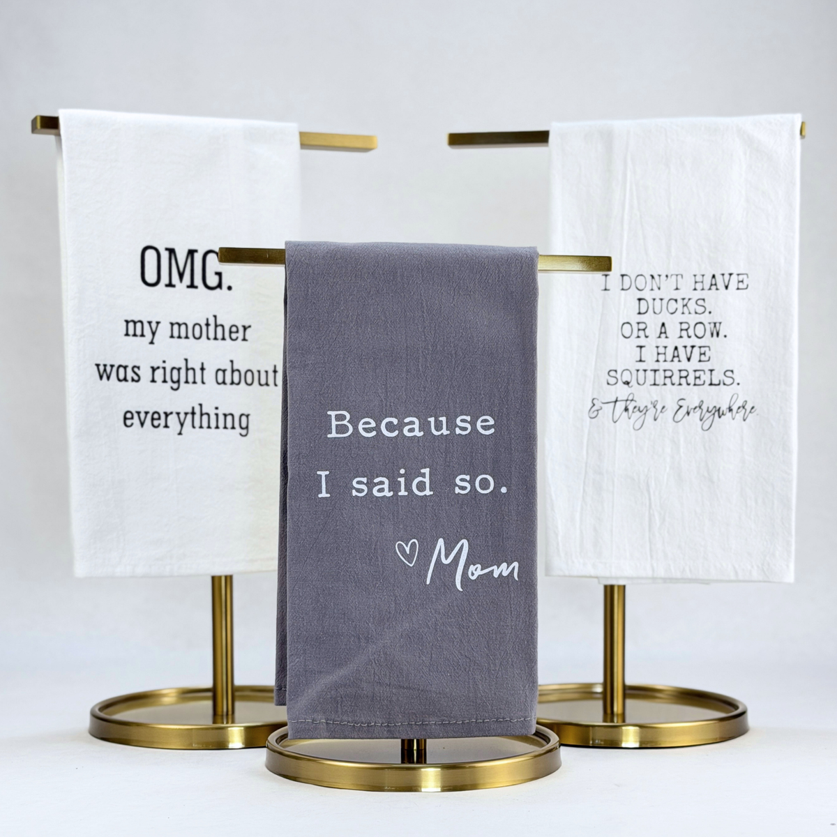 Mom Life Tea Towel Set showing coordinated product set