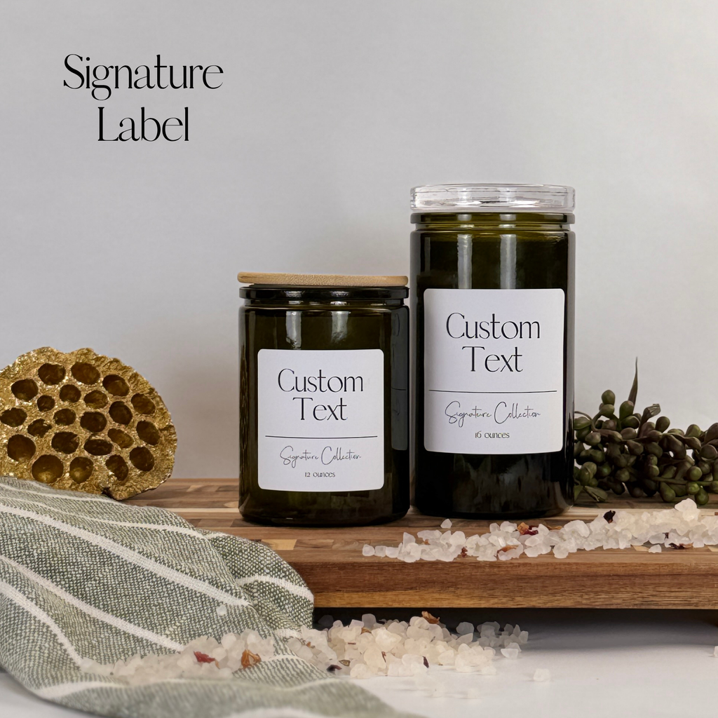 Vintage Green Calypso Glass Storage Jars - Custom Label showing ceramic tag detail