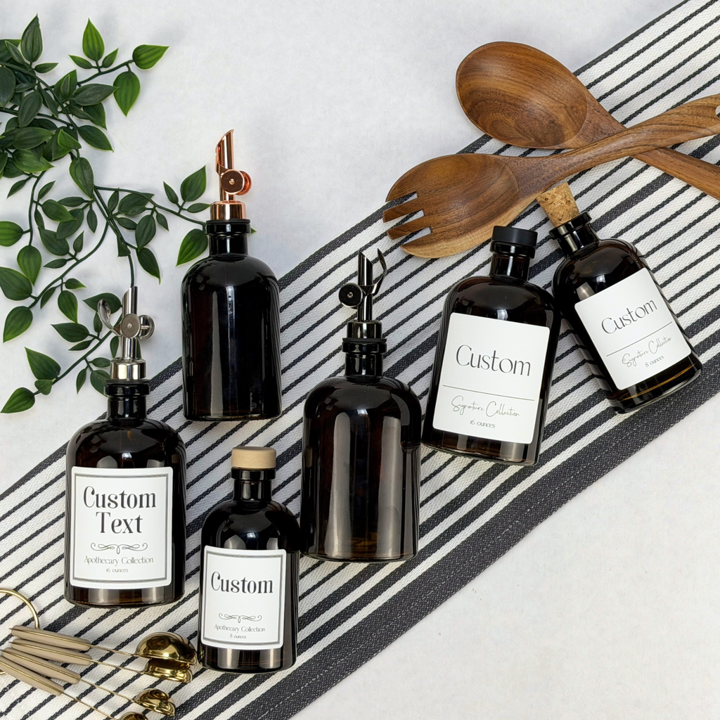 Amber Apothecary Glass Bottle - Signature Collection Custom Label product detail