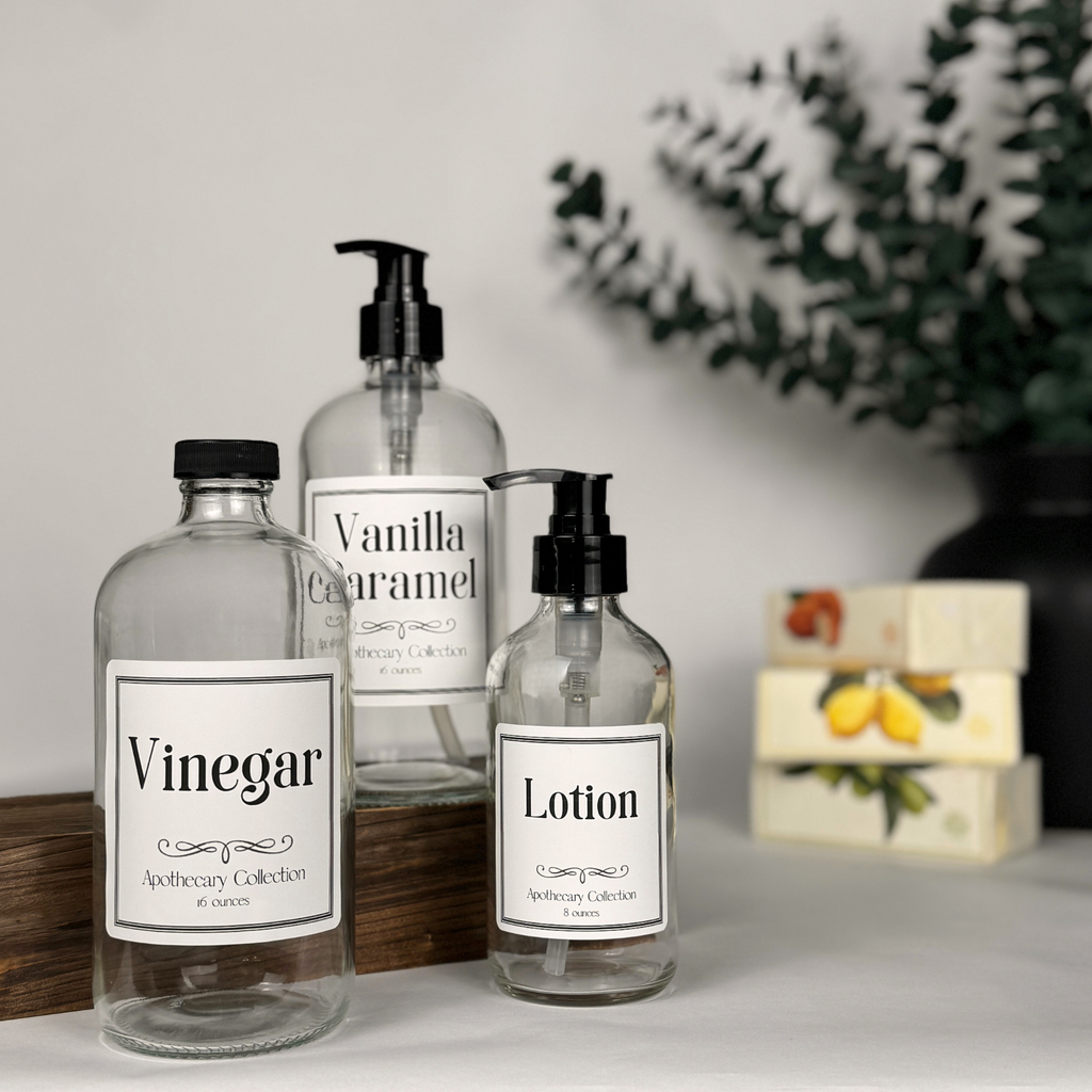 Clear Glass Dispenser - Apothecary Collection Custom Label product detail