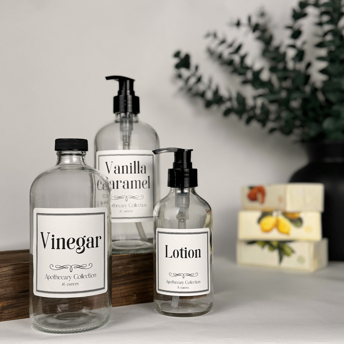 Clear Glass Dispenser - Apothecary Collection Custom Label product detail