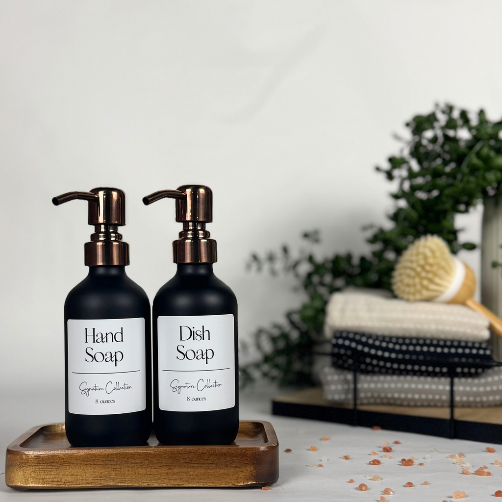 Black Matte Glass Hand Soap and Dish Soap Dispenser - Signature Collection product detail