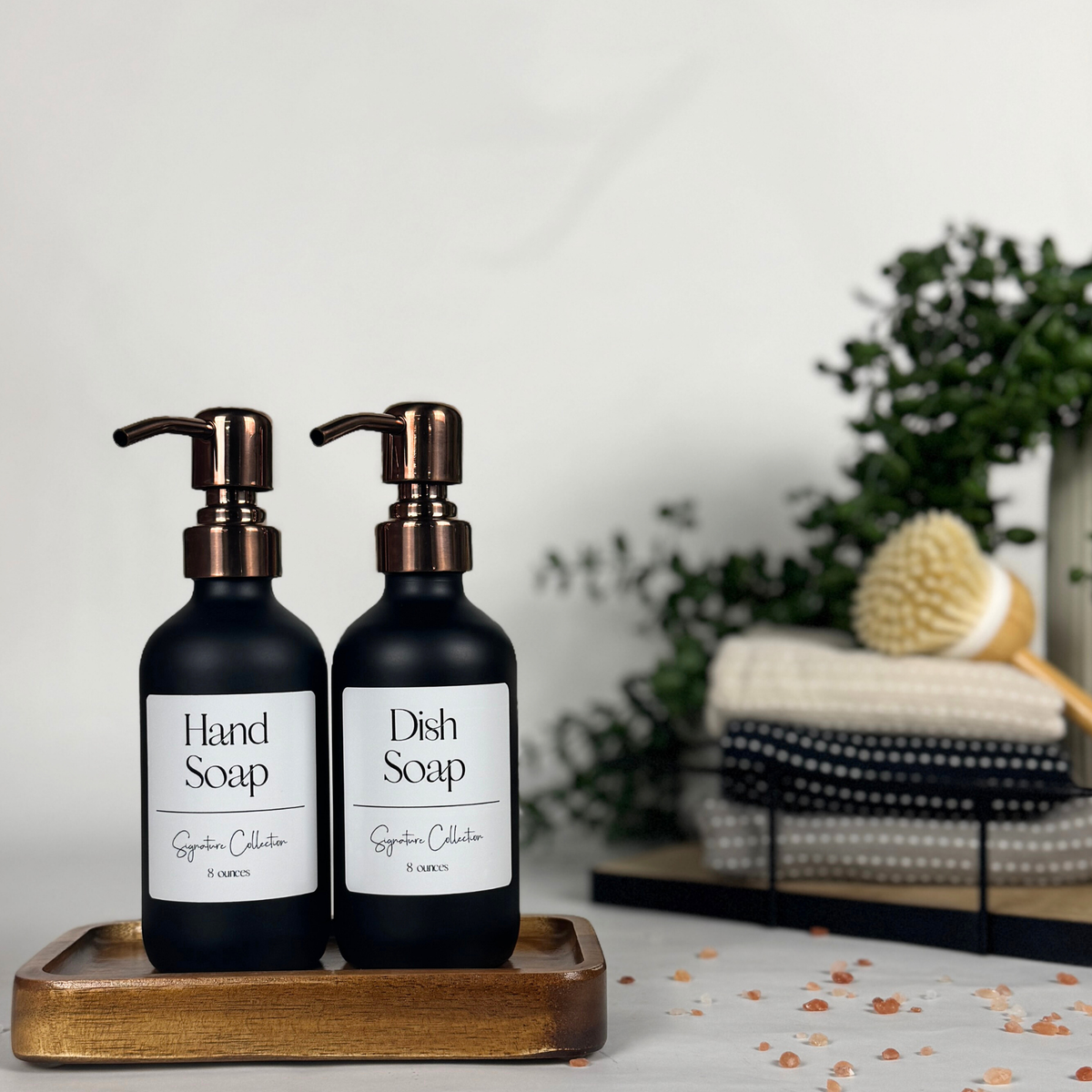 Black Matte Glass Hand Soap and Dish Soap Dispenser - Signature Collection product detail