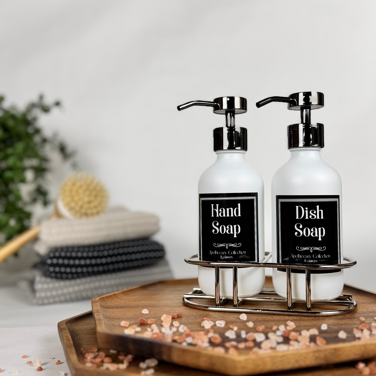 White Matte Glass Hand Soap and Dish Soap Set - Apothecary Collection product detail