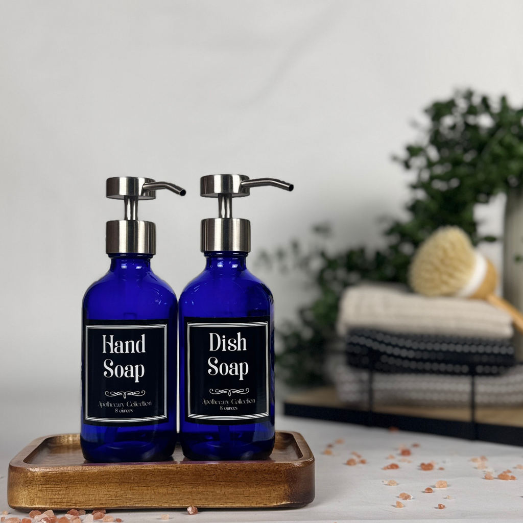 Cobalt Blue Glass Hand Soap and Dish Soap Dispenser - Apothecary Collection product detail