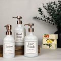 White Matte Glass Dispenser - Apothecary Collection Custom Label product detail