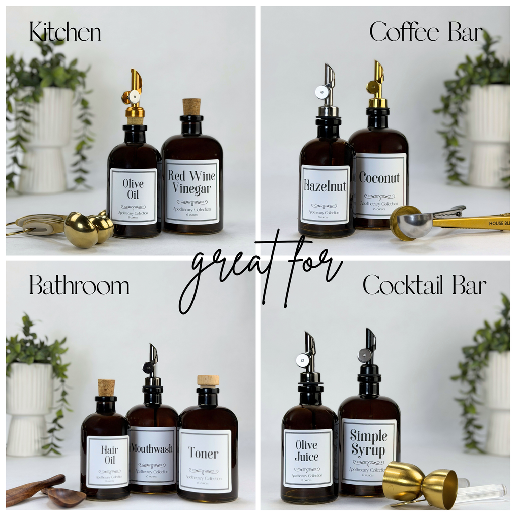 Amber Apothecary Glass Bottle - Apothecary Collection Custom Label product detail