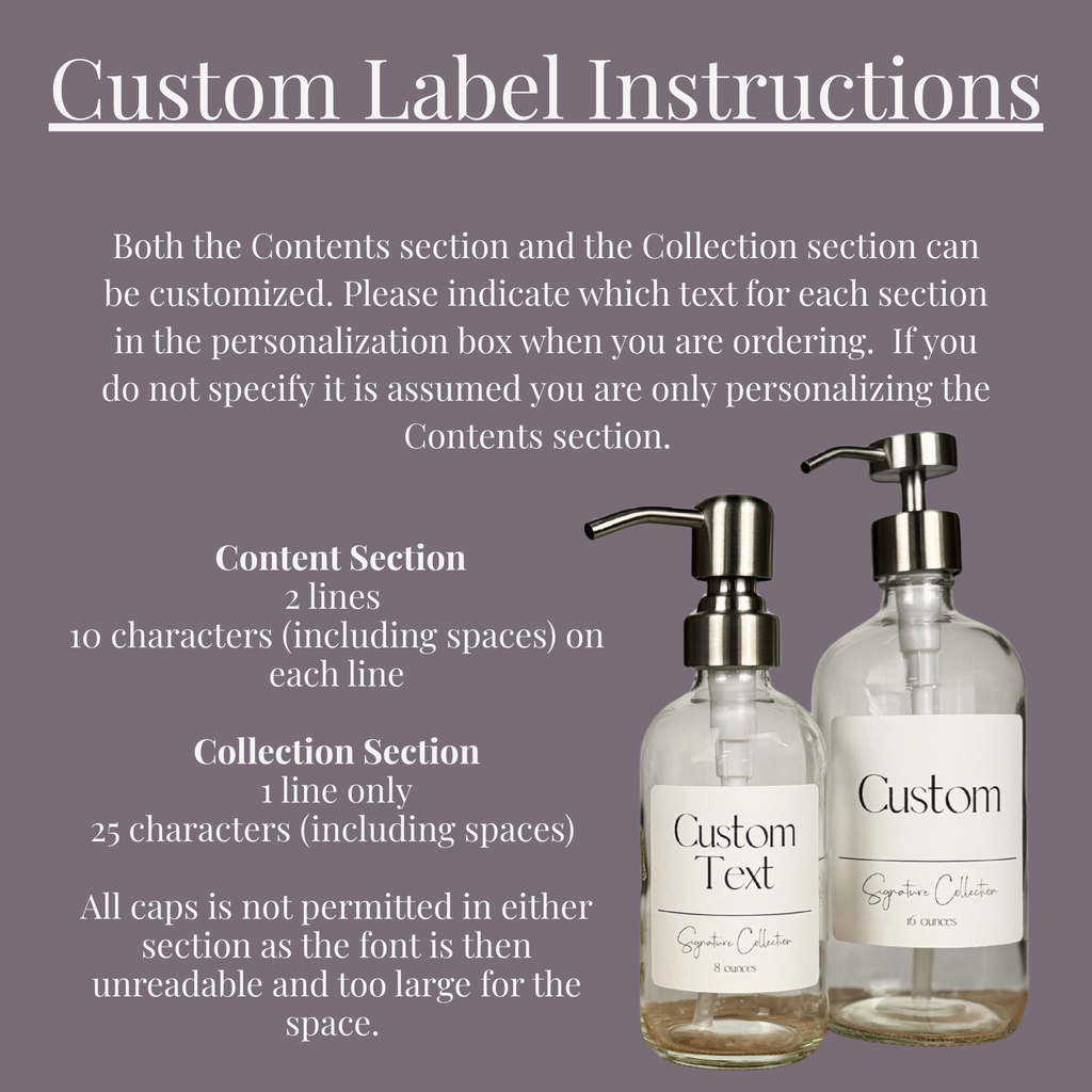 Clear Glass Dispenser - Signature Collection Custom Label product detail