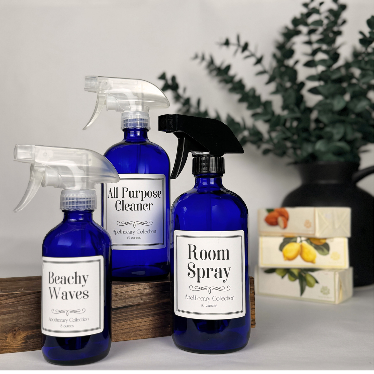 Cobalt Blue Glass Dispenser - Apothecary Collection Custom Label product detail
