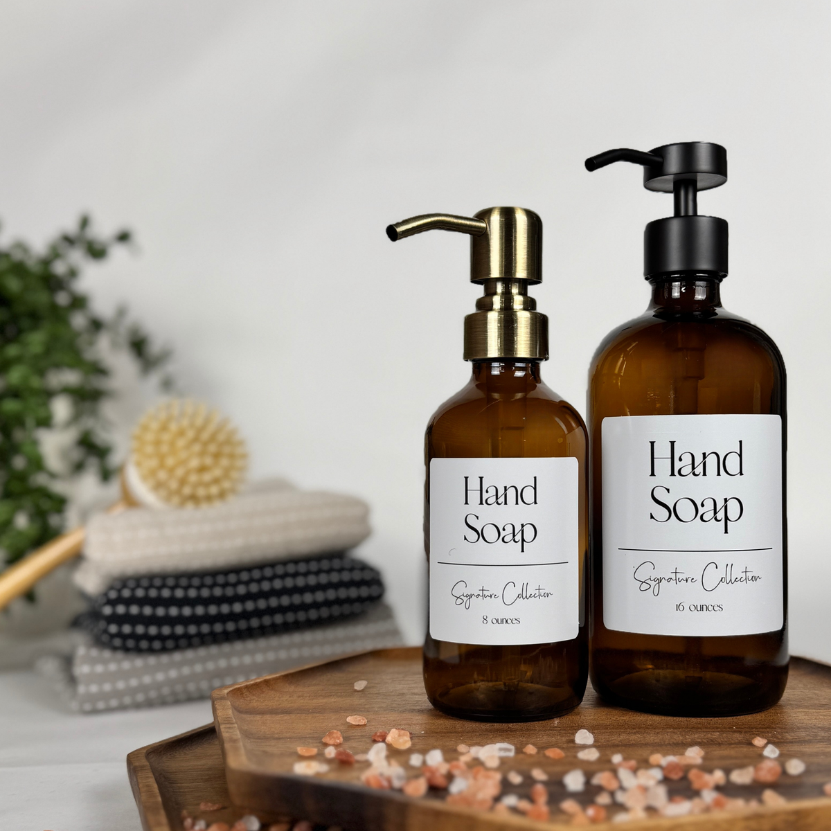 Amber Glass Hand Soap and Dish Soap Dispenser - Signature Collection product detail