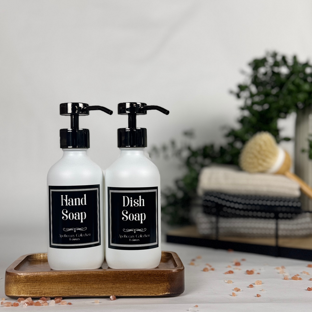 White Matte Glass Hand Soap and Dish Soap Dispenser - Apothecary Collection product detail