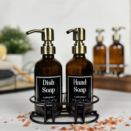 Amber Glass Hand Soap and Dish Soap Set - Apothecary Collection product detail