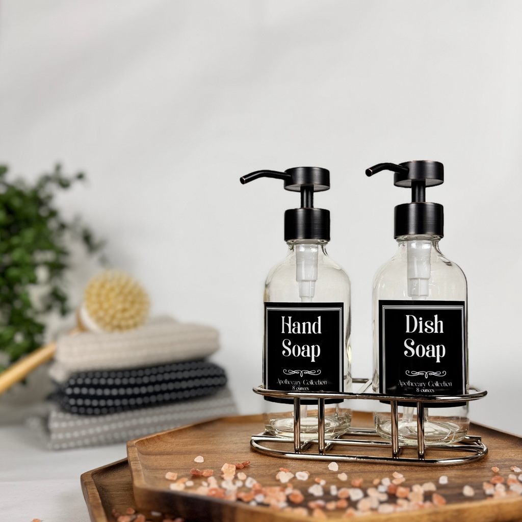 Clear Glass Hand Soap and Dish Soap Set - Apothecary Collection product detail