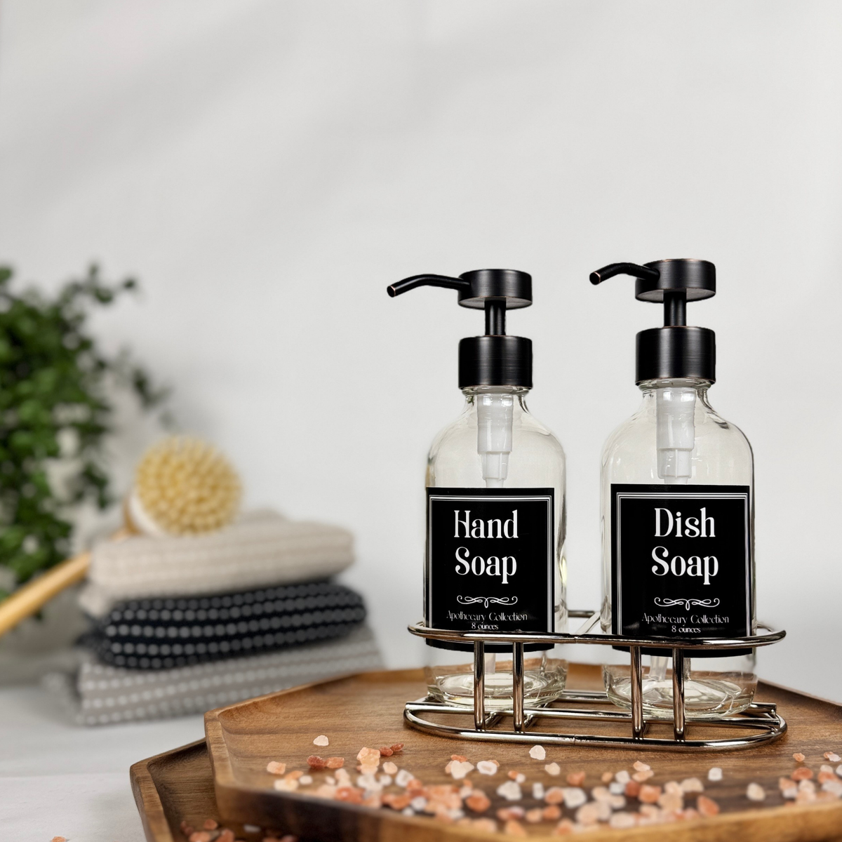Clear Glass Hand Soap and Dish Soap Set - Apothecary Collection product detail