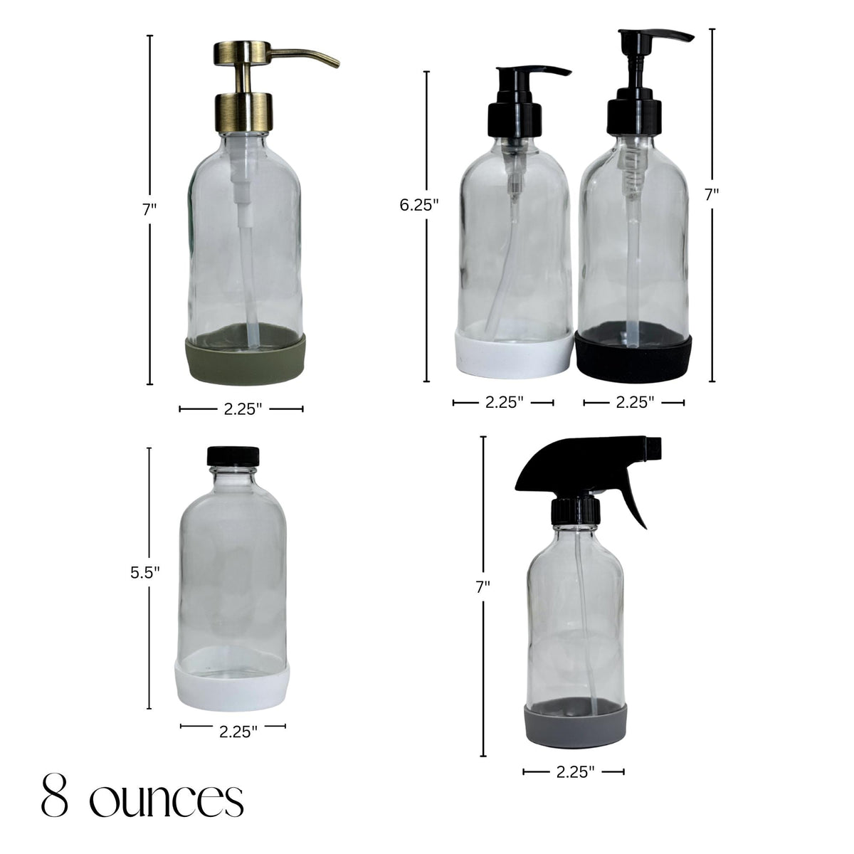 Clear Glass Dispenser with Silicone Sleeve product detail