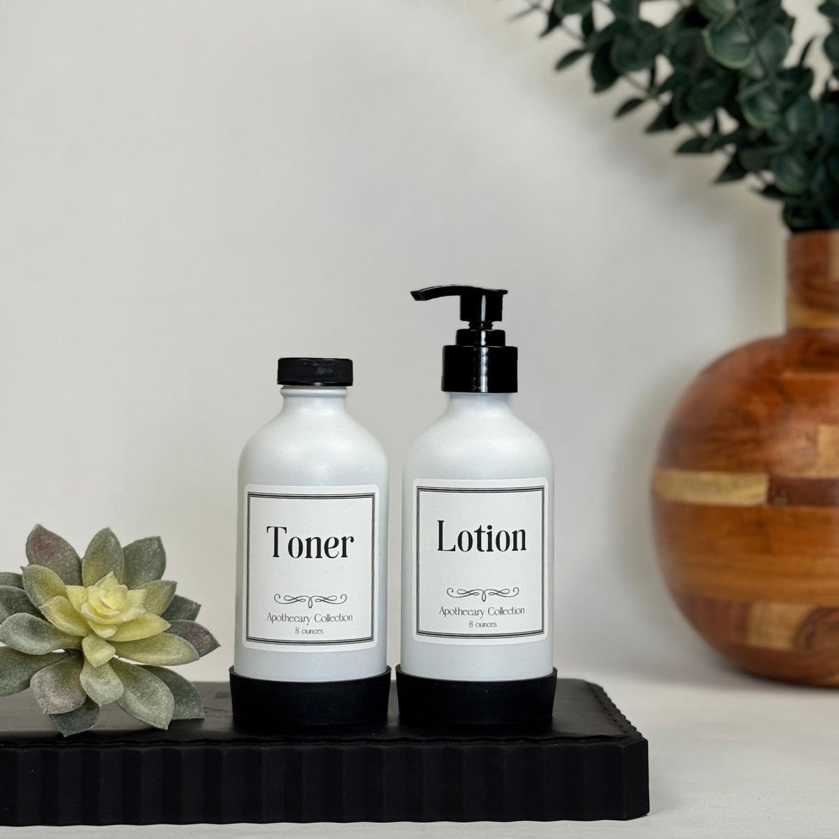 White Matte Glass Dispenser with Silicone Sleeve - Apothecary Collection Custom Label product detail