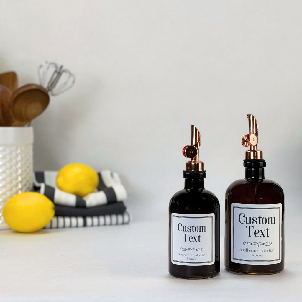 Amber Apothecary Glass Bottle - Apothecary Collection Custom Label product detail
