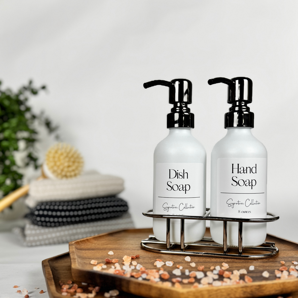White Matte Glass Hand Soap and Dish Soap Set - Signature Collection product detail