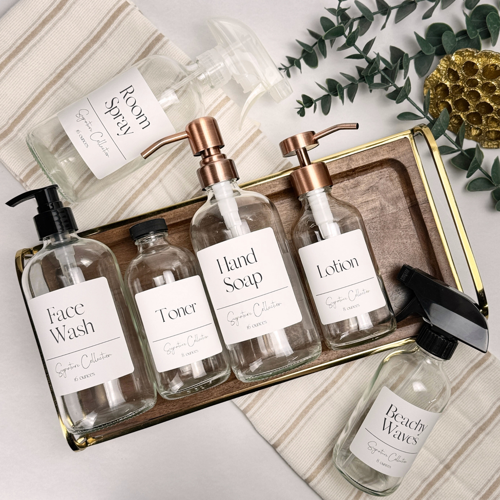 Clear Glass Dispenser - Signature Collection Custom Label product detail
