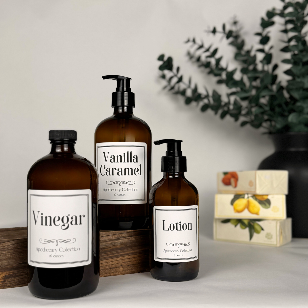 Amber Glass Dispenser - Apothecary Collection Custom Label product detail