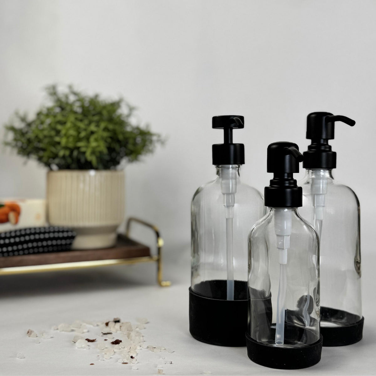 Clear Glass Dispenser with Silicone Sleeve product detail
