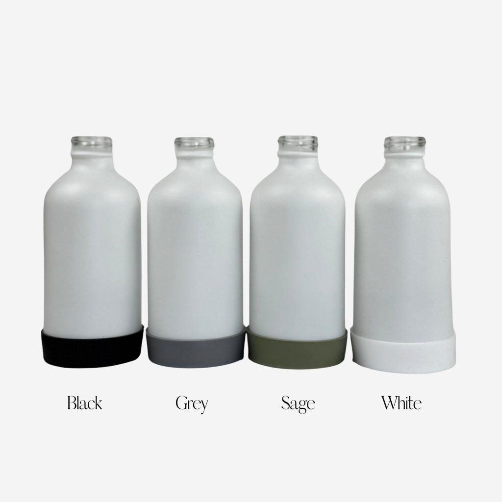 White Matte Glass Dispenser with Silicone Sleeve product detail