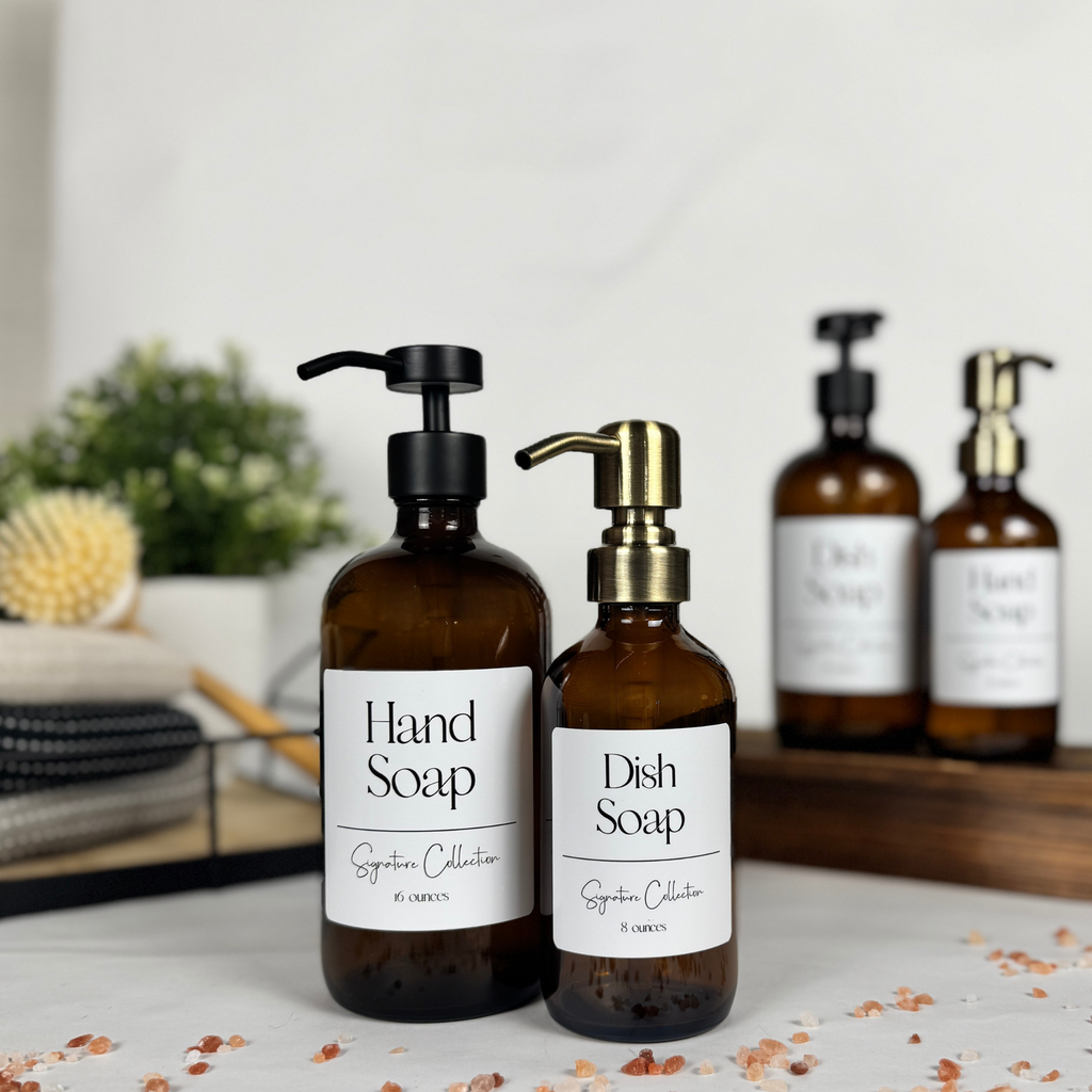 Amber Glass Hand Soap and Dish Soap Dispenser - Signature Collection product detail