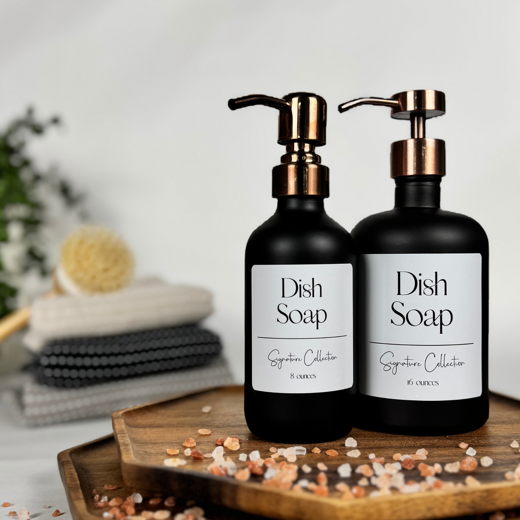 Black Matte Glass Hand Soap and Dish Soap Dispenser - Signature Collection product detail