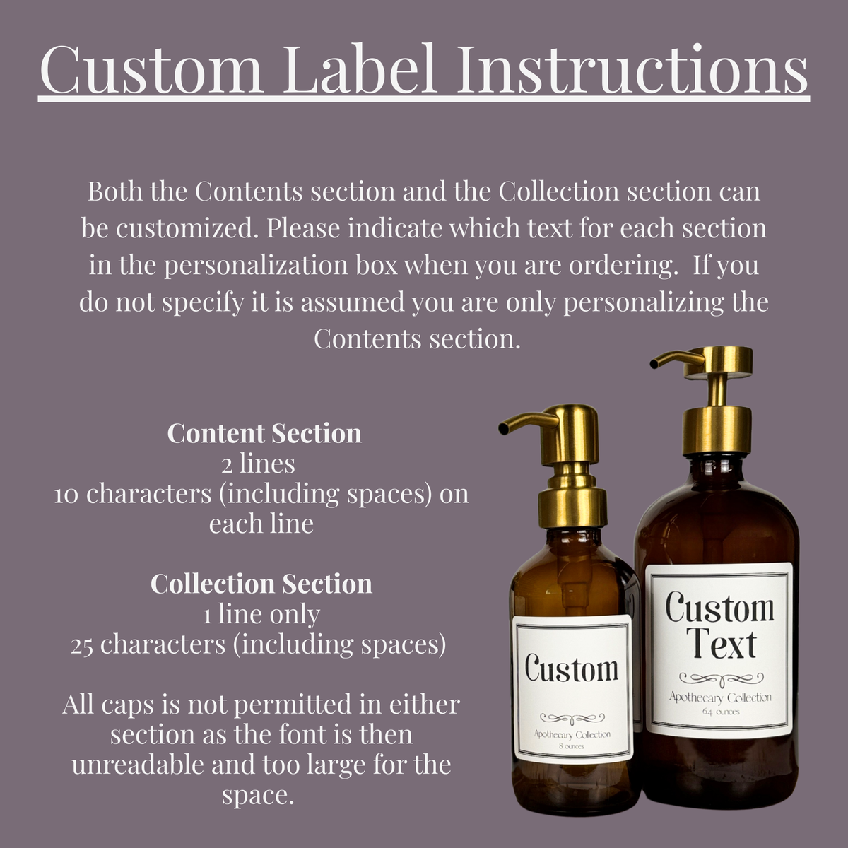 Amber Glass Dispenser - Apothecary Collection Custom Label product detail