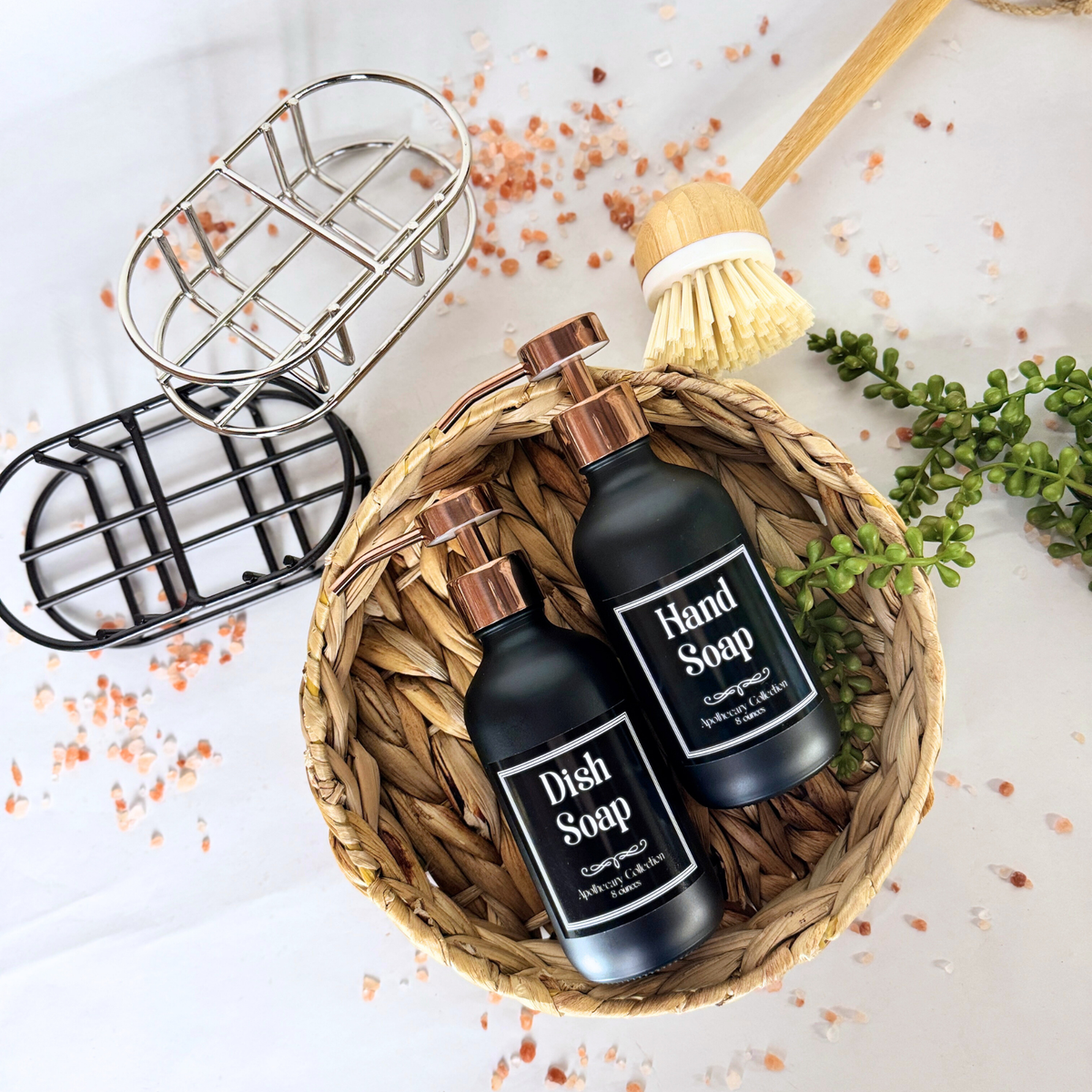 Black Matte Glass Hand Soap and Dish Soap Set - Apothecary Collection product detail