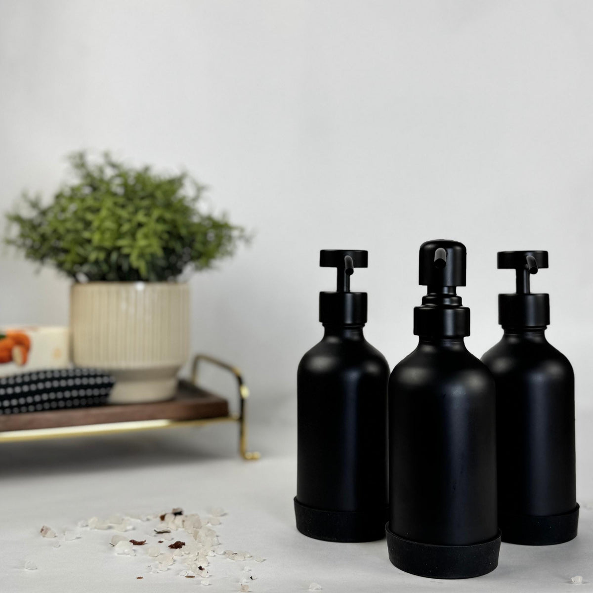 Black Matte Glass Dispenser with Silicone Sleeve product detail