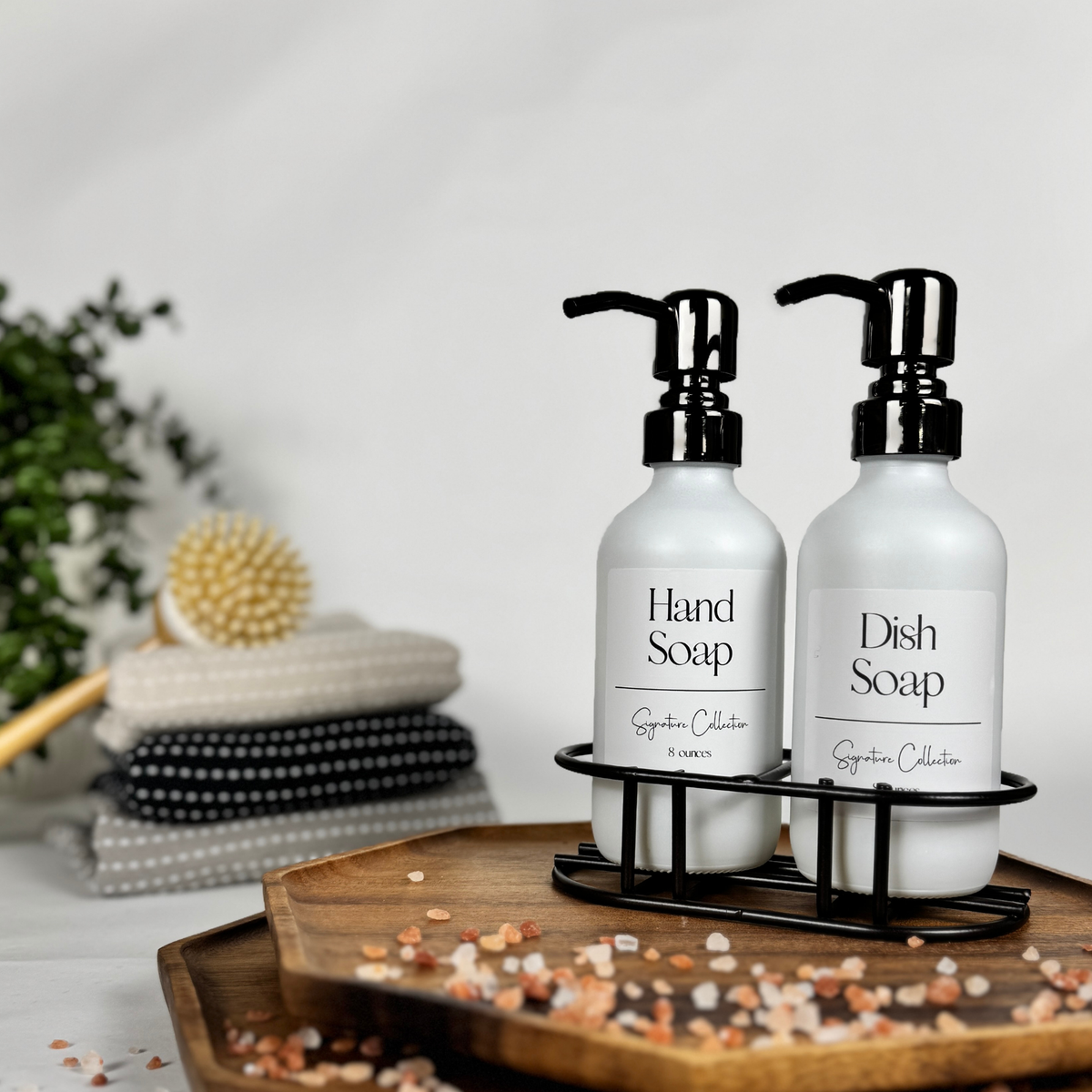 White Matte Glass Hand Soap and Dish Soap Set - Signature Collection product detail