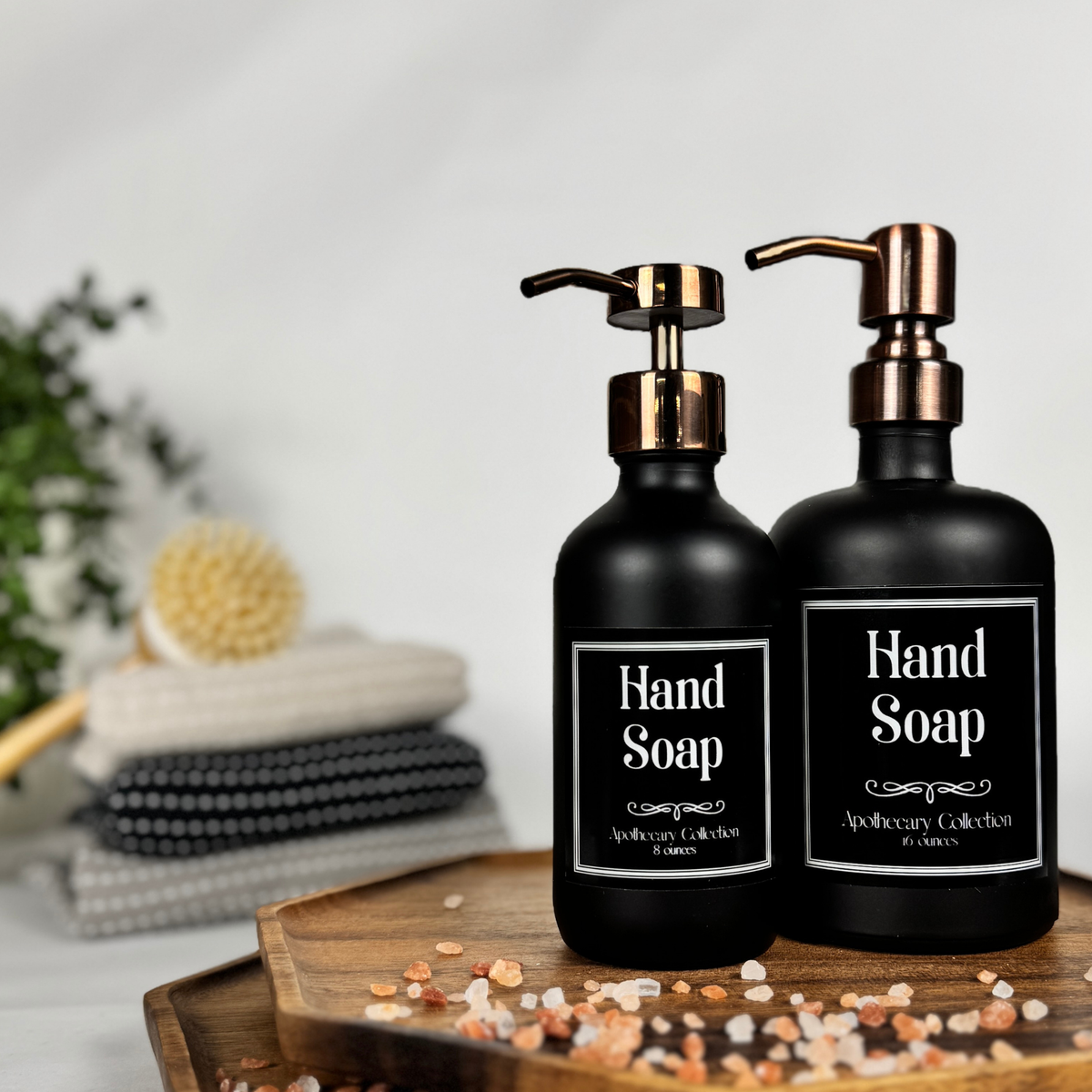 Black Matte Glass Hand Soap and Dish Soap Dispenser - Apothecary Collection product detail