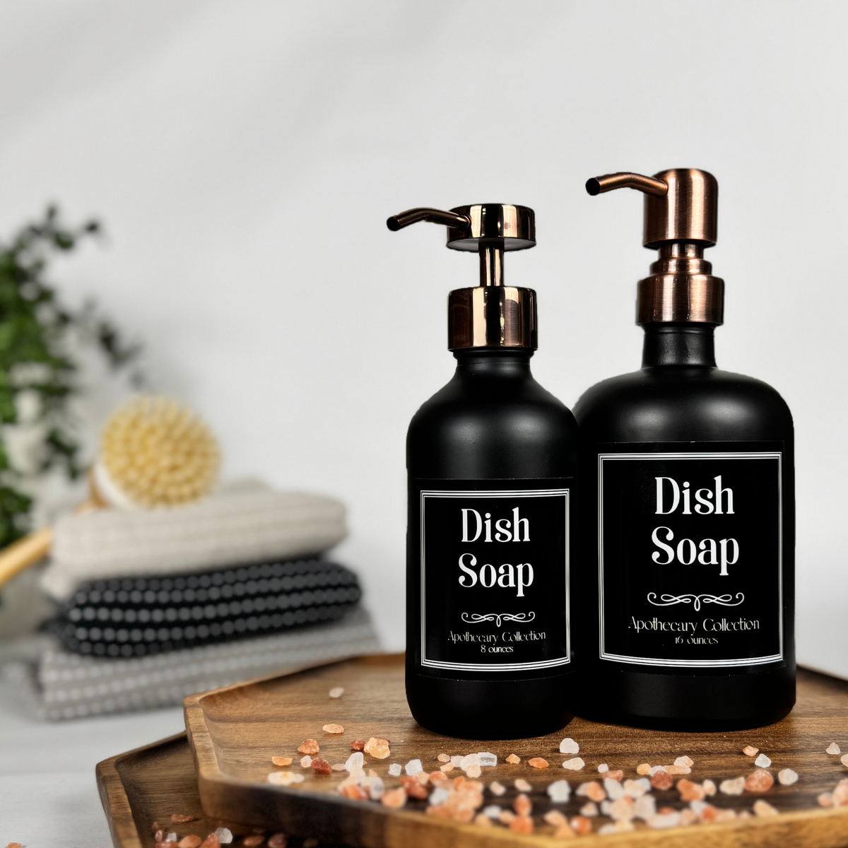 Black Matte Glass Hand Soap and Dish Soap Dispenser - Apothecary Collection product detail