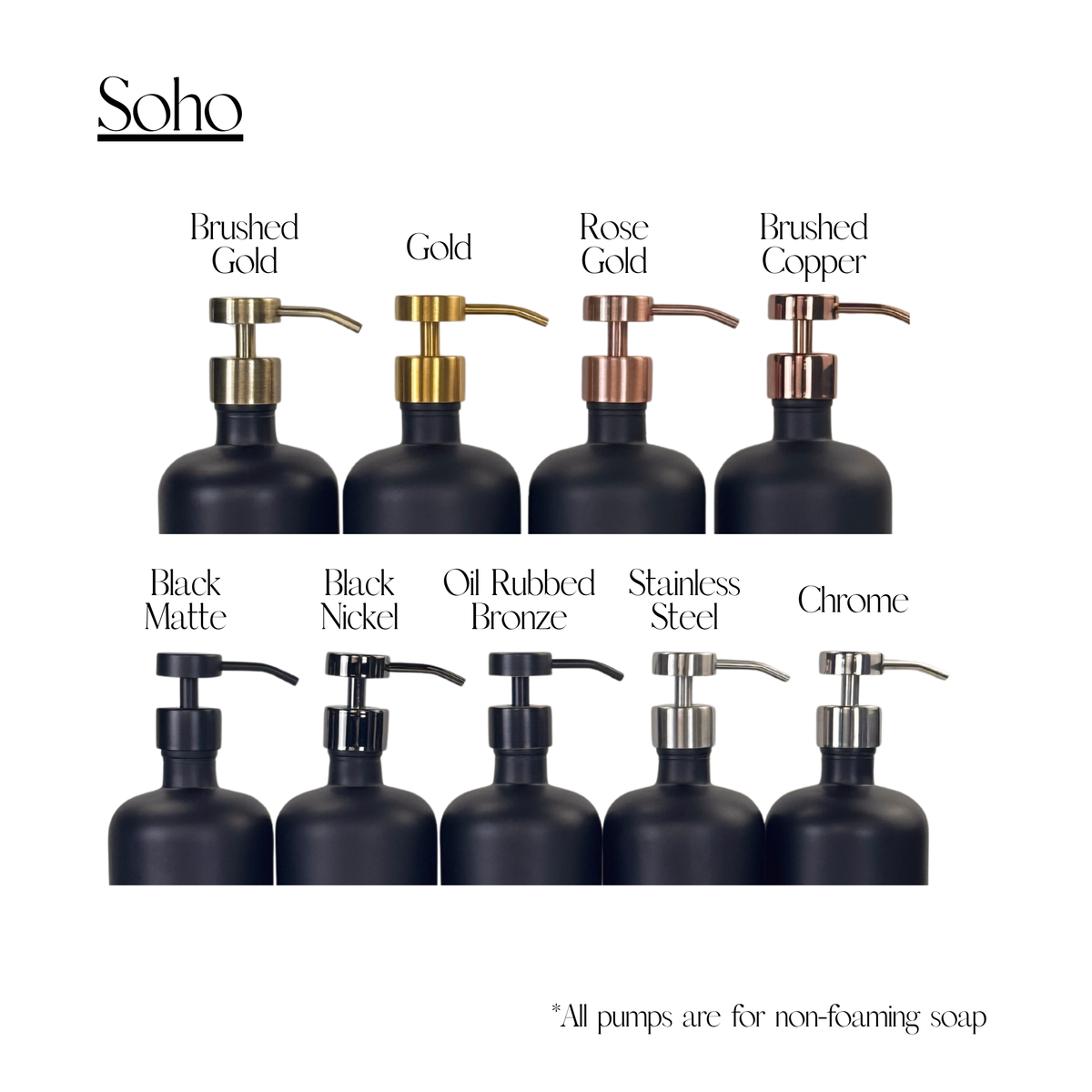 Black Matte Glass Hand Soap and Dish Soap Set - Apothecary Collection product detail