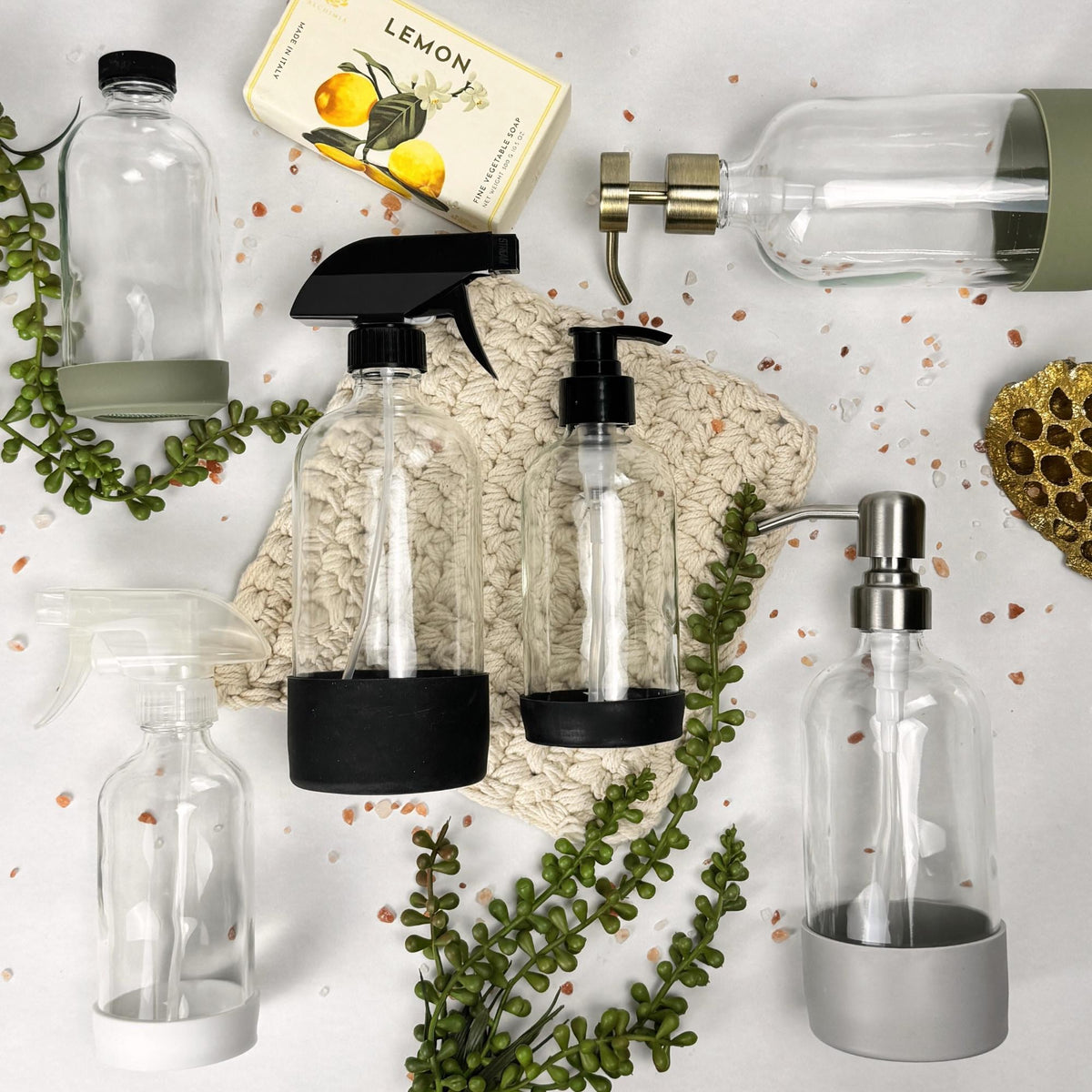 Clear Glass Dispenser with Silicone Sleeve product detail