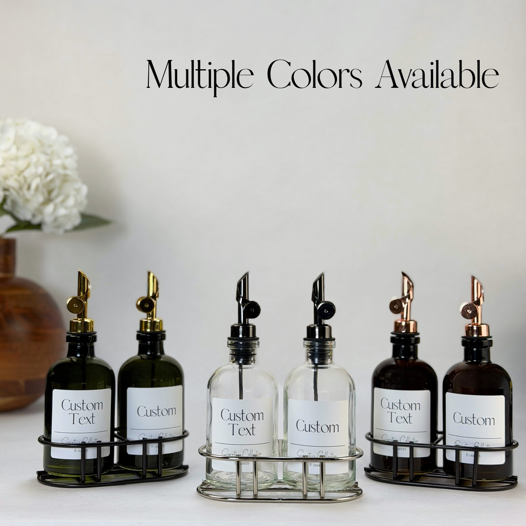 Vintage Green Apothecary Glass Bottle Set - Signature Collection Custom Label product detail
