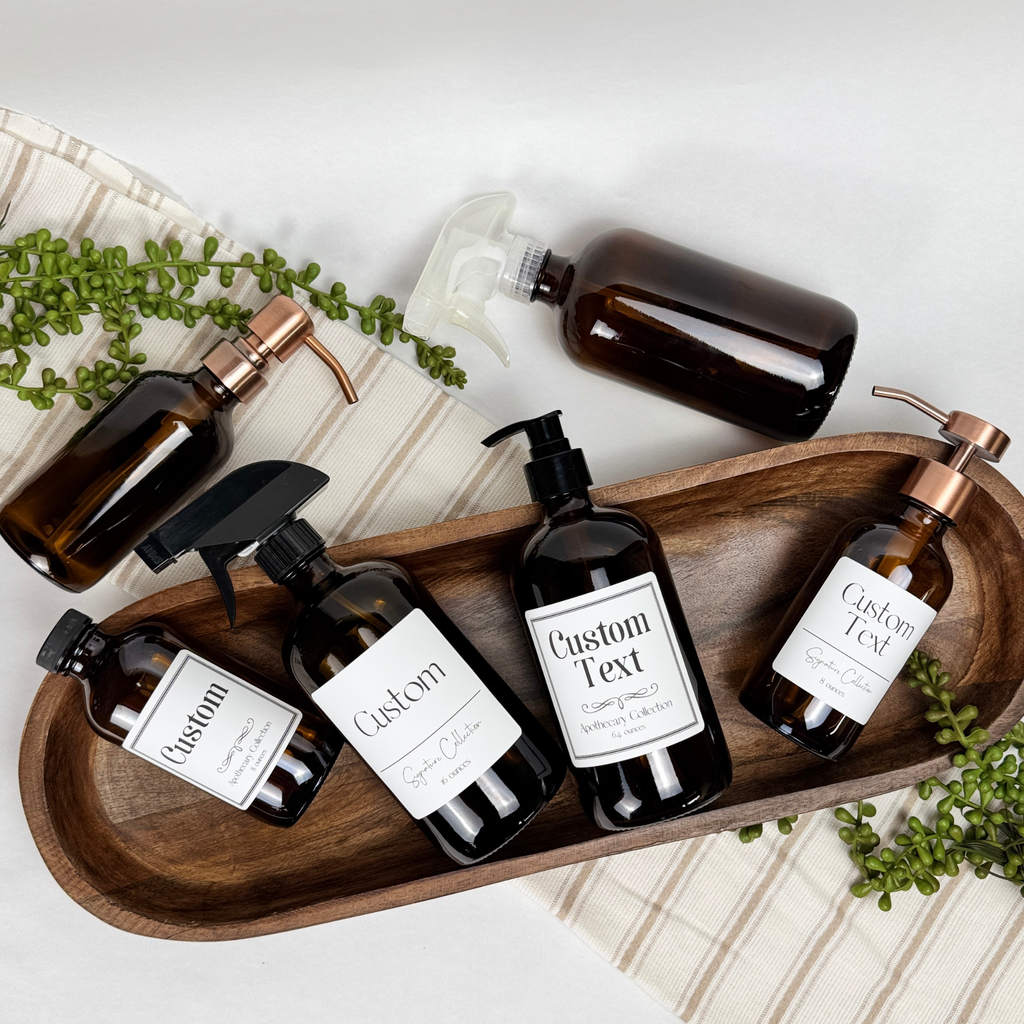 Amber Glass Dispenser - Apothecary Collection Custom Label product detail