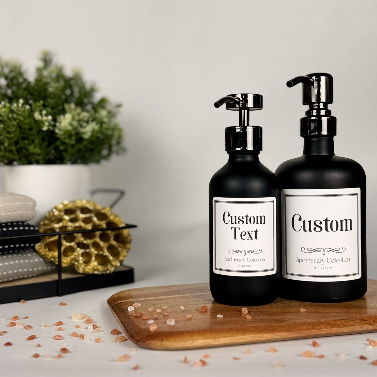 Black Matte Glass Dispenser - Apothecary Collection Custom Label product detail