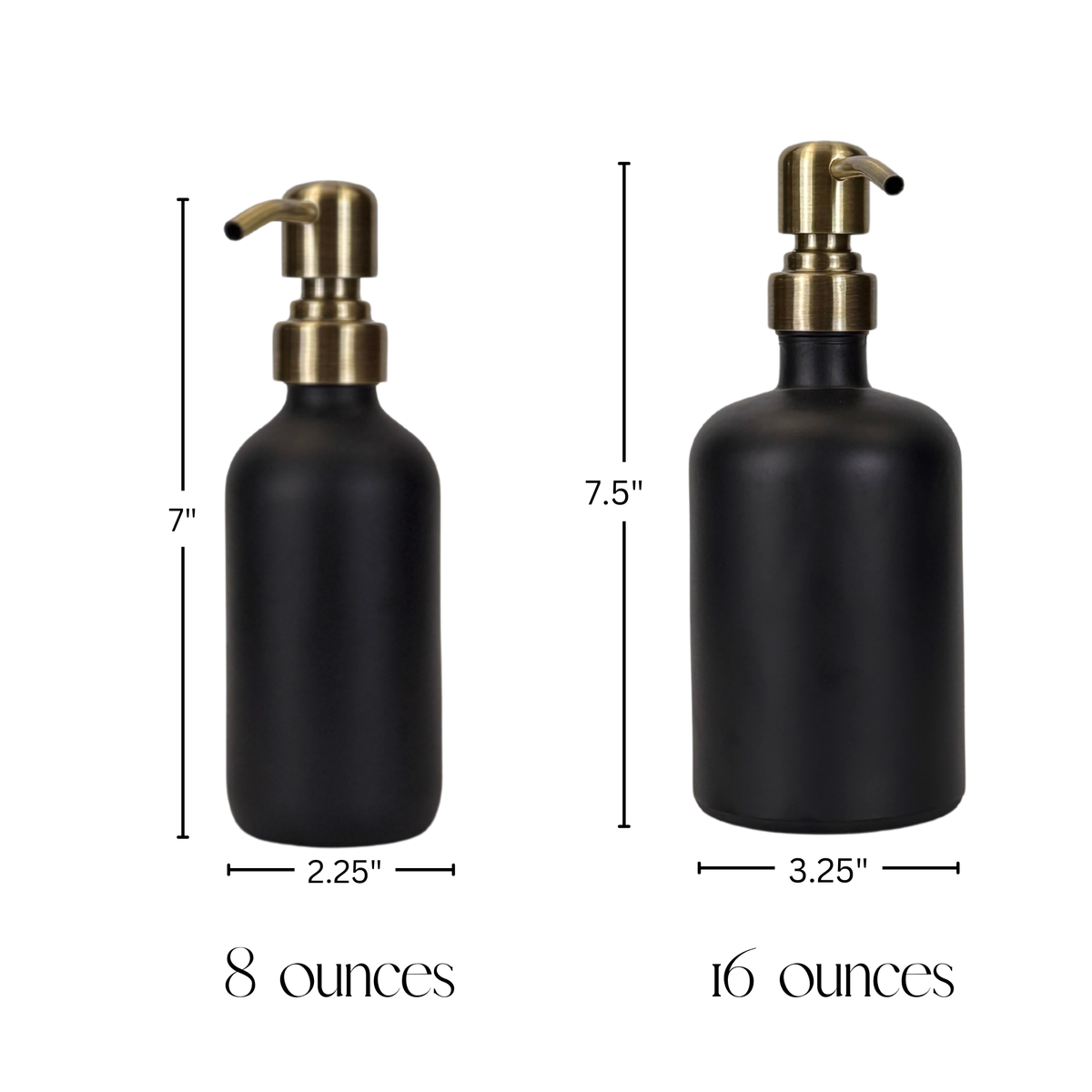 Black Matte Glass Hand Soap and Dish Soap Dispenser - Apothecary Collection product detail