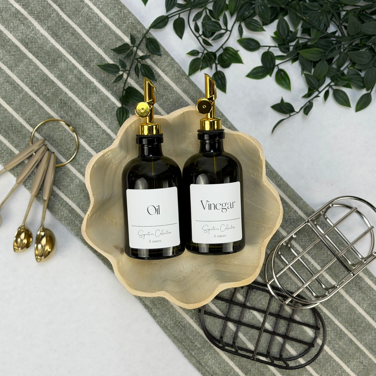 Vintage Green Apothecary Glass Bottle Set - Signature Collection Custom Label product detail