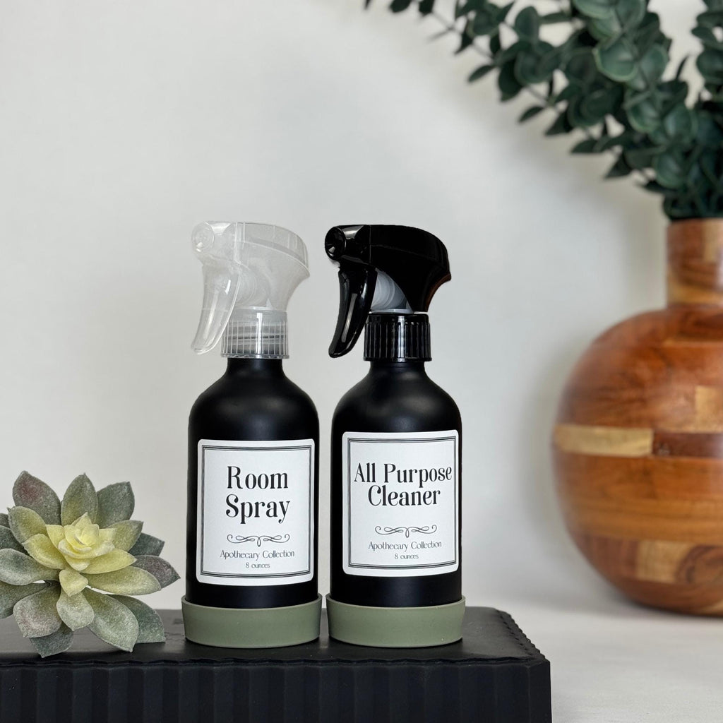 Black Matte Glass Dispenser with Silicone Sleeve - Apothecary Collection Custom Label product detail