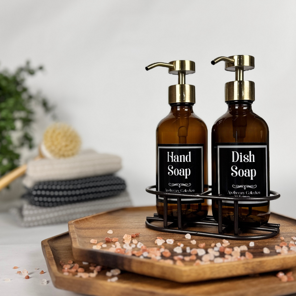 Amber Glass Hand Soap and Dish Soap Set - Apothecary Collection product detail
